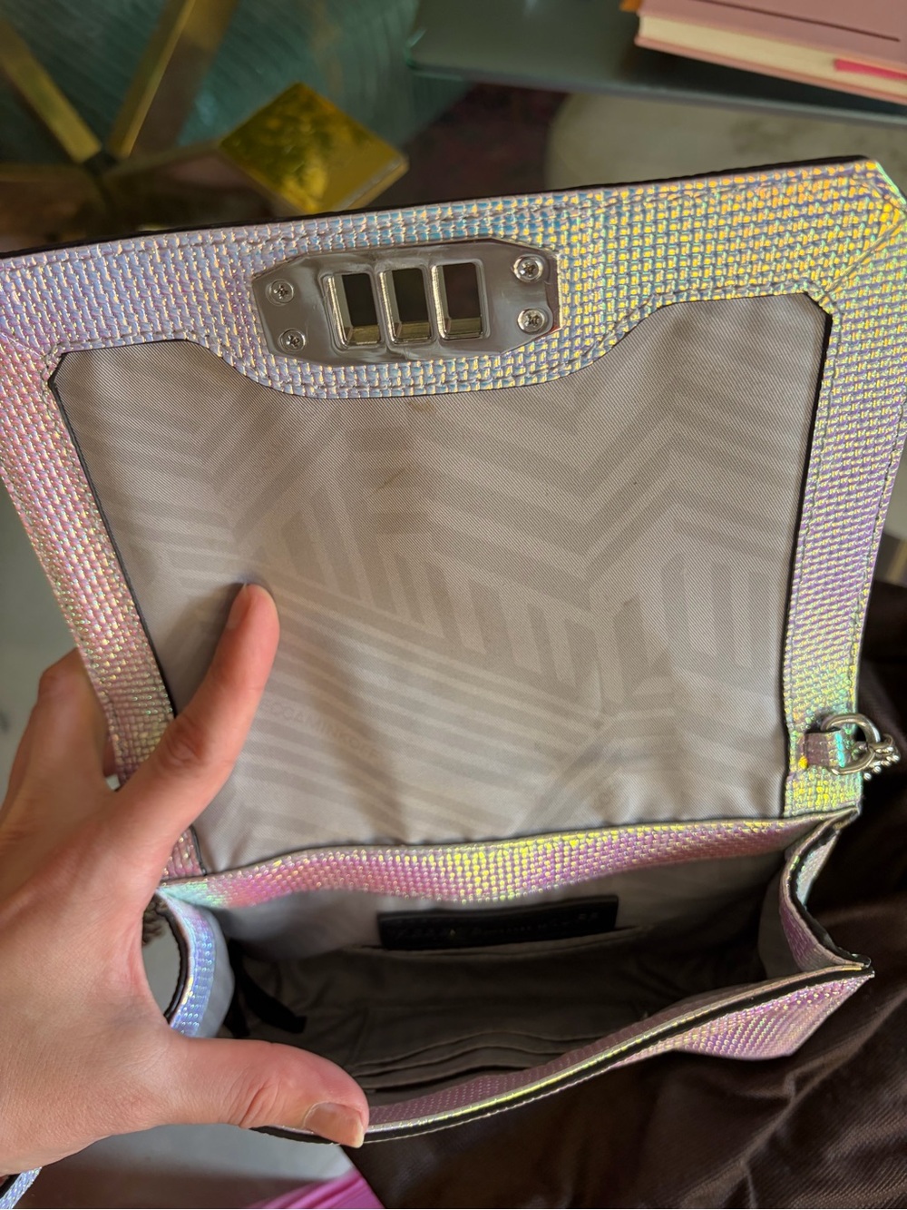 Rebecca Minkoff Iridescent Holographic Crossbody - Pink Purple Blue - Picture 2 of 4